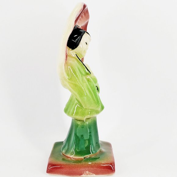 VTG Shawnee Chinese Girl w/Umbrella Planter Ceramic Pottery USA #601 MCM Asian - Picture 2 of 6